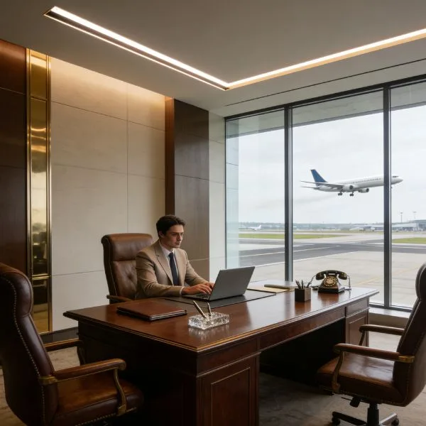 lim-profile recessed linear fixture integrated into executive suite ceiling for modern aesthetic