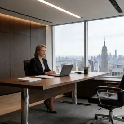 Recessed linear fixture installed in a private office ceiling for clean and uniform illumination