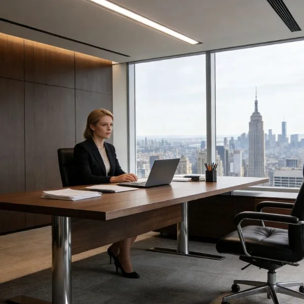 Recessed linear fixture installed in a private office ceiling for clean and uniform illumination