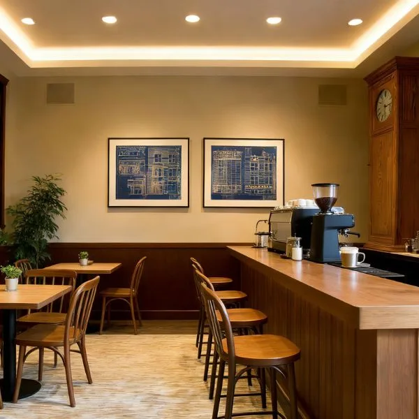 Luminaire LED en wafer 5-en-1 de qualité commerciale avec gradation Triac fluide, installé dans un restaurant et un ballroom d'hôtel haut de gamme pour une performance sans scintillement.