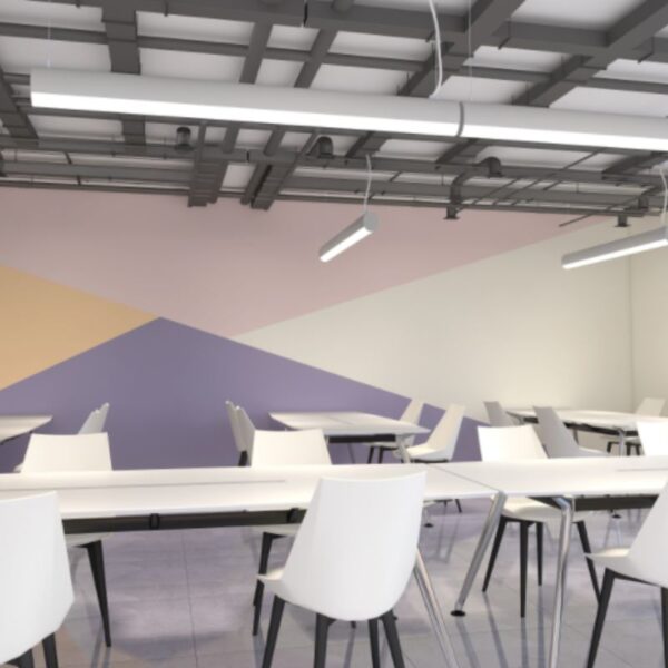 application d'éclairage linéaire en tube suspendu