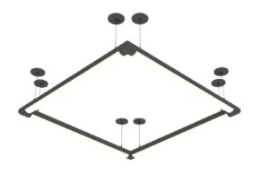 원형 렌즈 선형 펜던트 조명 검은색 사각형