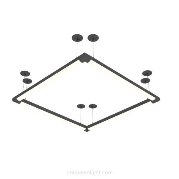 Suspension linéaire à lentille ronde noire carrée