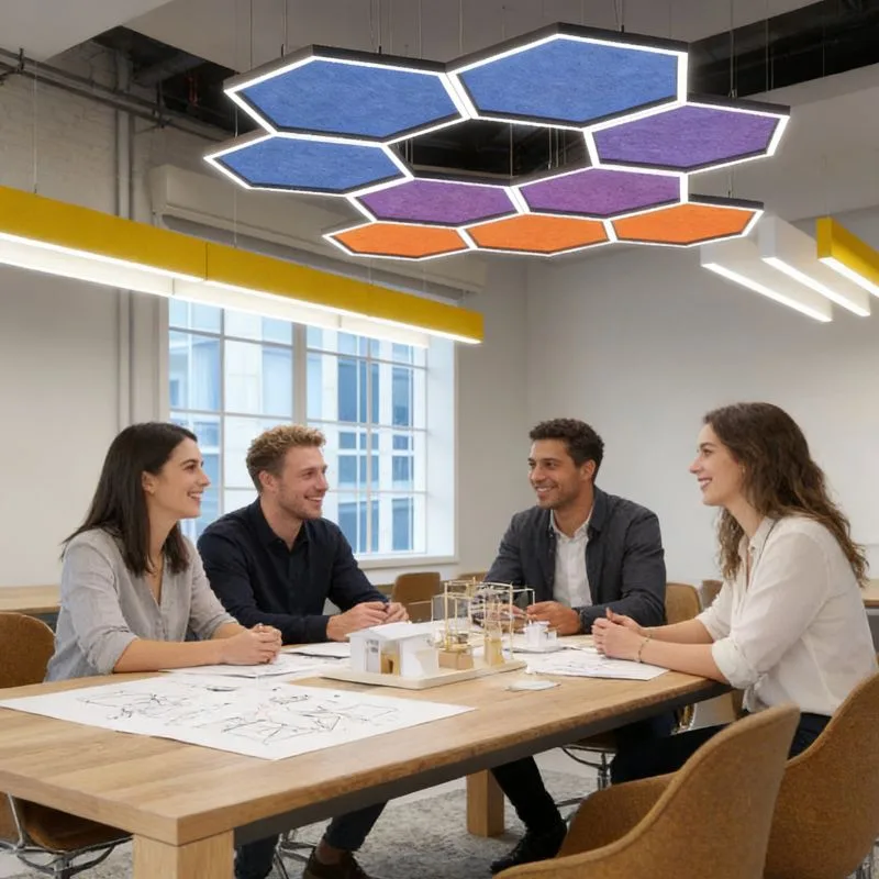 luminaire linéaire acoustique suspendu