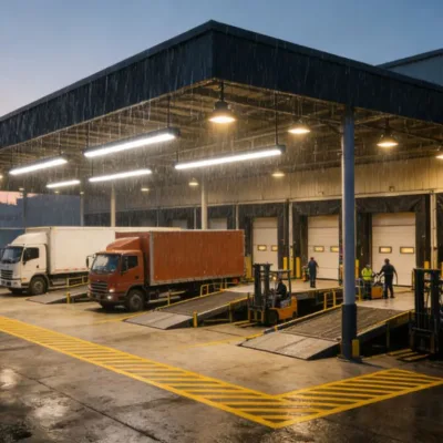 Prillumen vaportight lighting with integrated emergency driver and motion sensor for safety assurance in retail support zones.