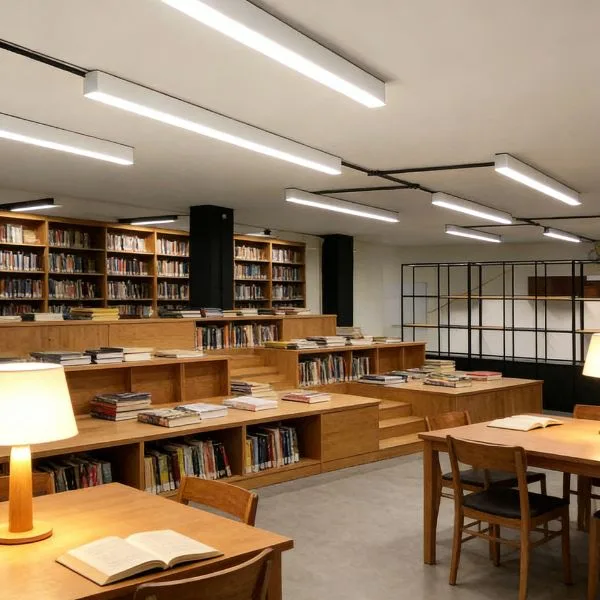 Architectural linear surface ceiling light supporting modern spatial lighting design