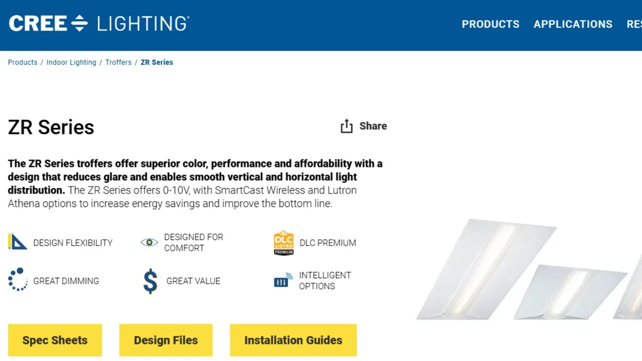 CREE ZR Series recessed LED troffer