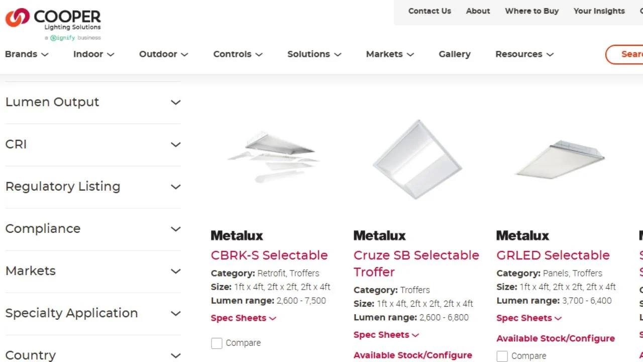 Cooper Metalux LED Panel & Troffer