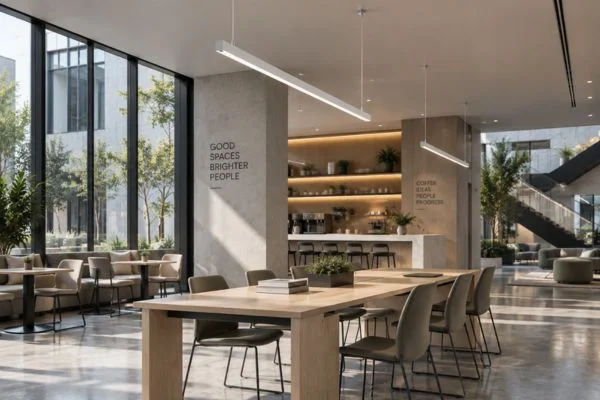 SLOT 1 architectural linear pendant light in modern workplace
