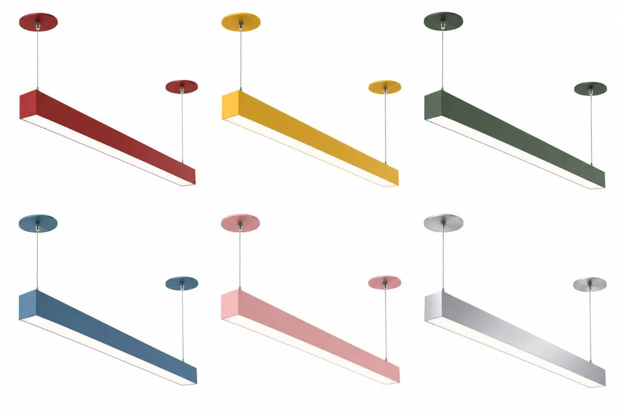 Custom color finishes for SLOT architectural suspended linear lighting