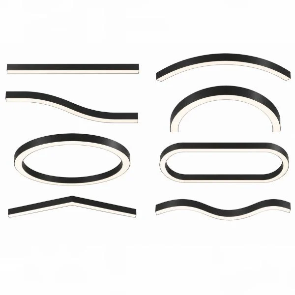 Curved and straight linear lighting fixture integration