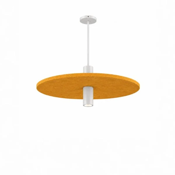 Cylinder pendant light integrated with decorative acoustic panel