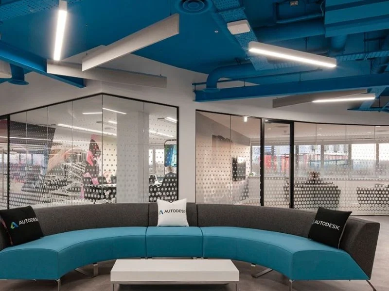 four inch suspended linear lighting for commercial office